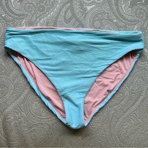 NWT J. Crew Rib Bikini Bottom with High-Cut Leg Size XL Sunwashed Aqua
